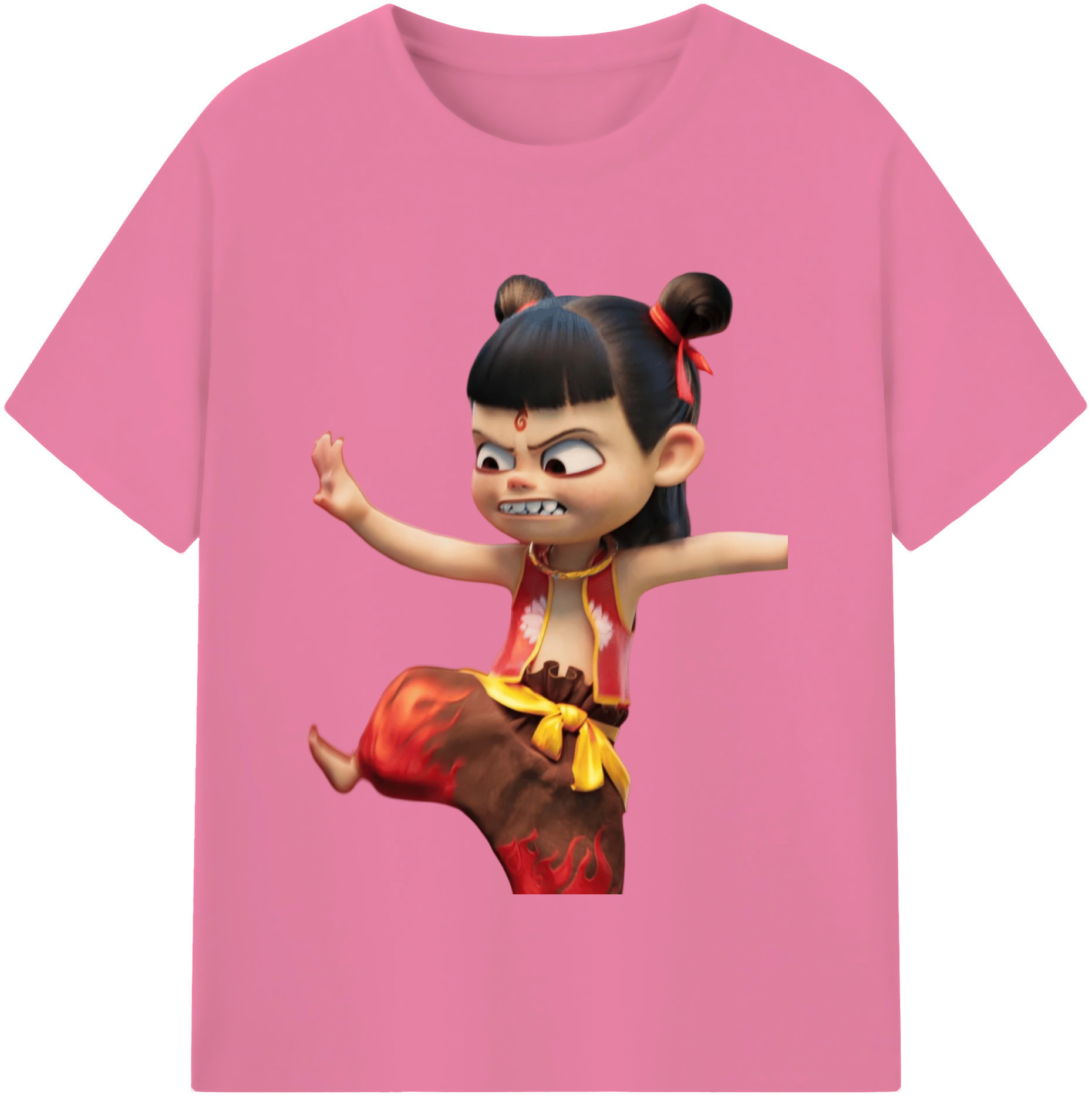（画像用） Ne Zha 2 ナタ 魔童の大暴れ 綿100％半袖Tシャツ（フロントプリント）